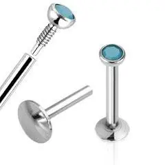 Piercing do brady - labreta, opalit modrý (1,2 x 6 mm) - LB01102-1206B
