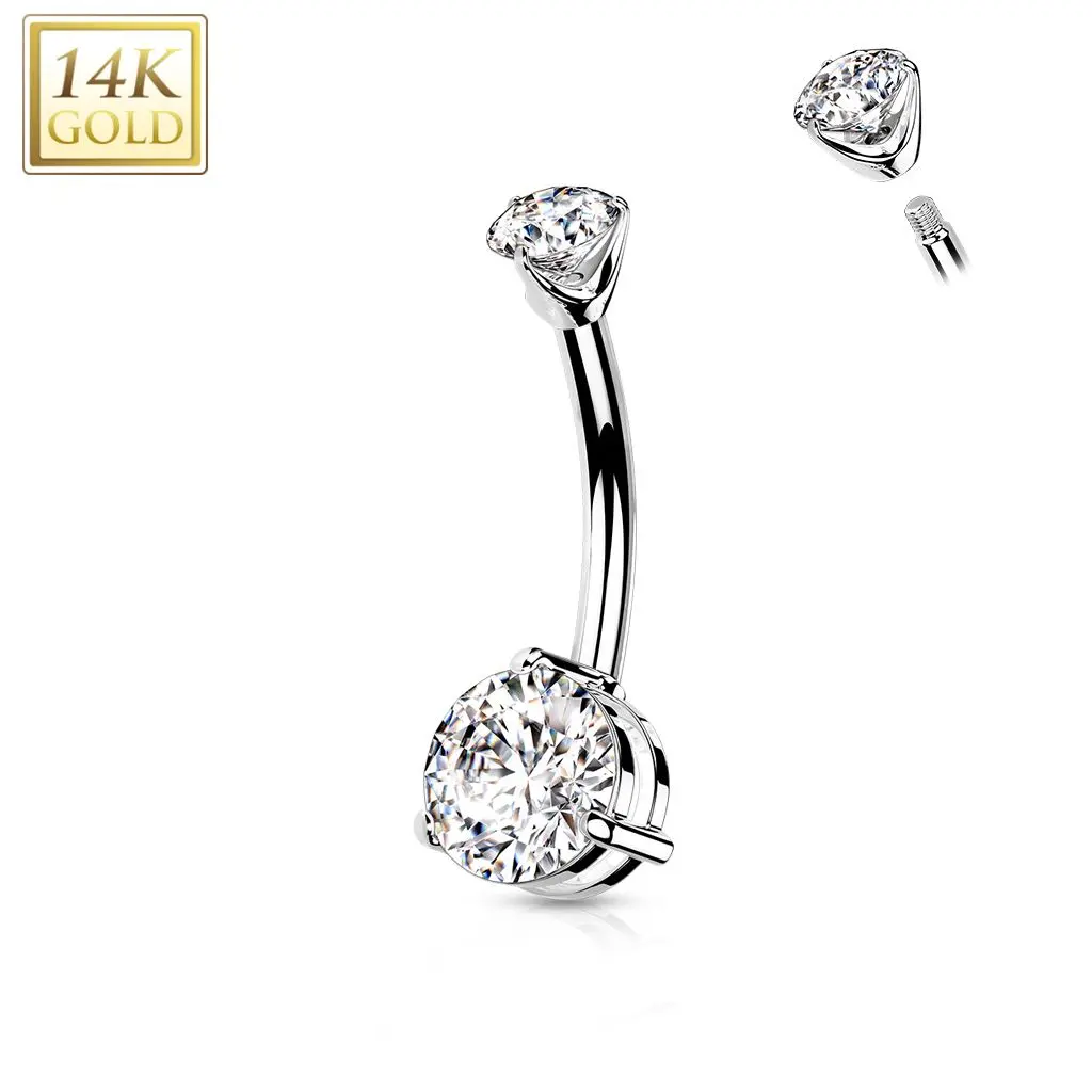 Zlatý piercing do pupíku malý, Au 585/1000 - ZL01229-WG
