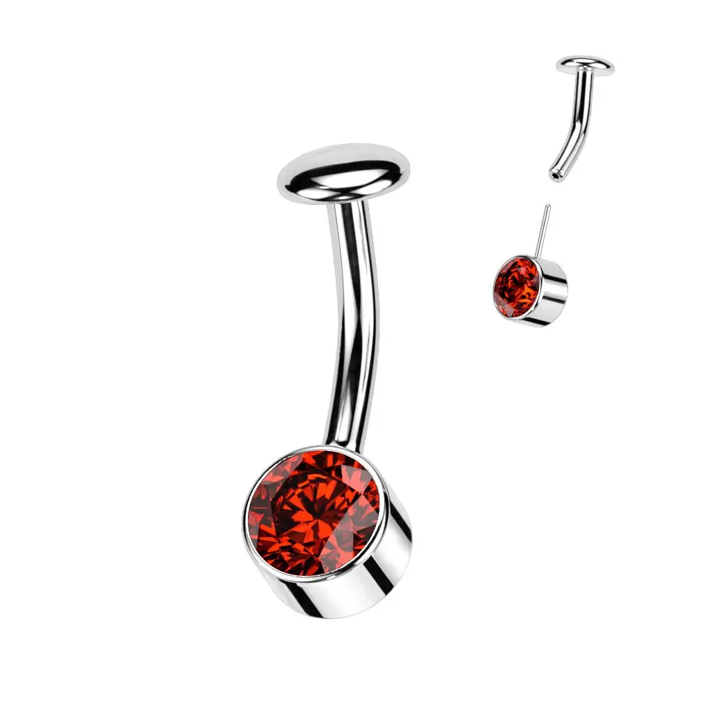 PUSH IN piercingu do pupíku TITAN (červená) - TIT1229-R