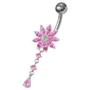 S4U Stříbrný piercing do pupíku - kytička