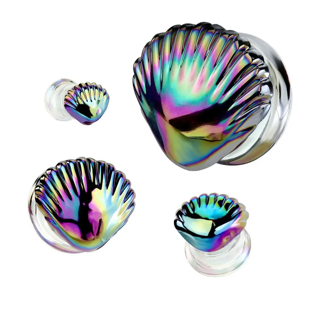 S4U Skleněný plug do ucha lastura (10 mm) - PL01281-10