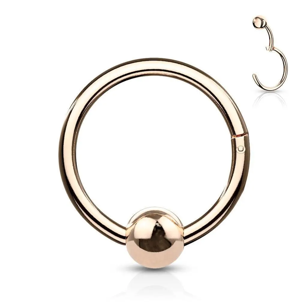 Piercing segment kruh s kuličkou (růžové zlato, 1,2 x 8 mm, 3 mm)