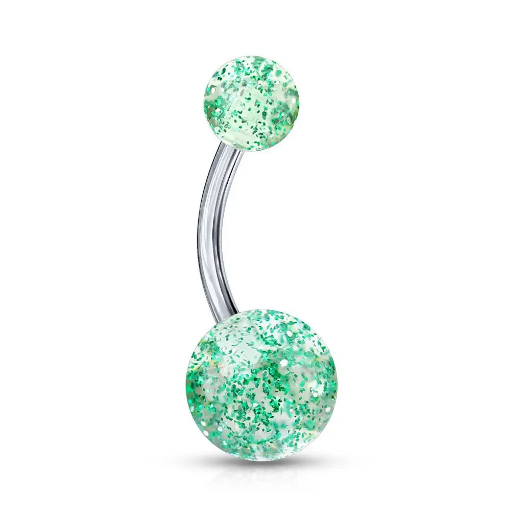 Piercing do pupíku - TITAN (zelená) - TIT1005-G