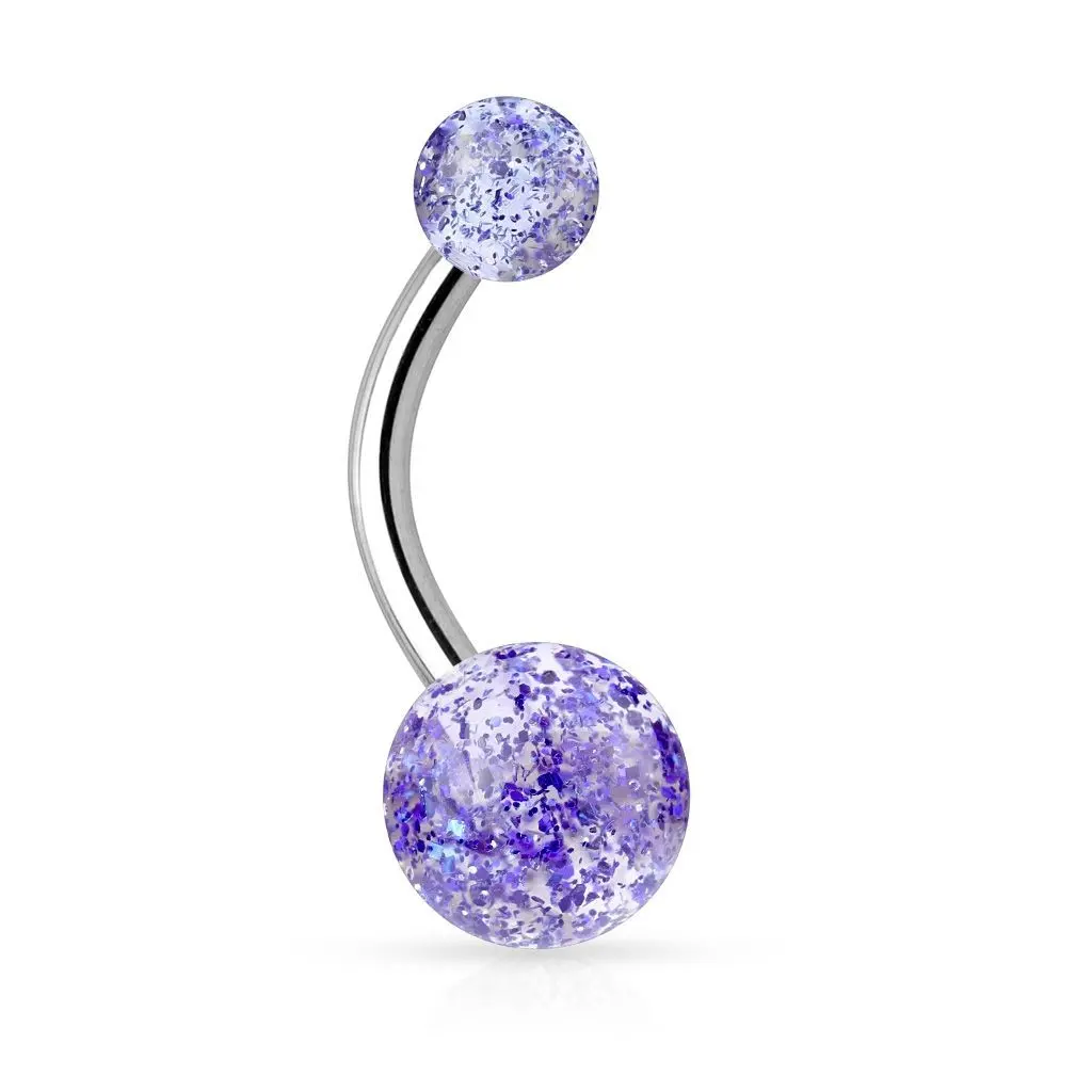 Piercing do pupíku - banánek se třpytkami (modrá) - BA01044-B