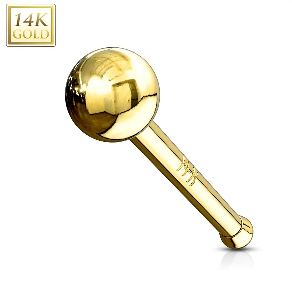 Zlatý piercing do nosu - kulička, Au 585/1000 - ZL01113-YG