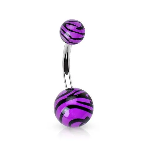 Piercing do pupíku - banánek zebrovaný (fialová) - BA01048-A