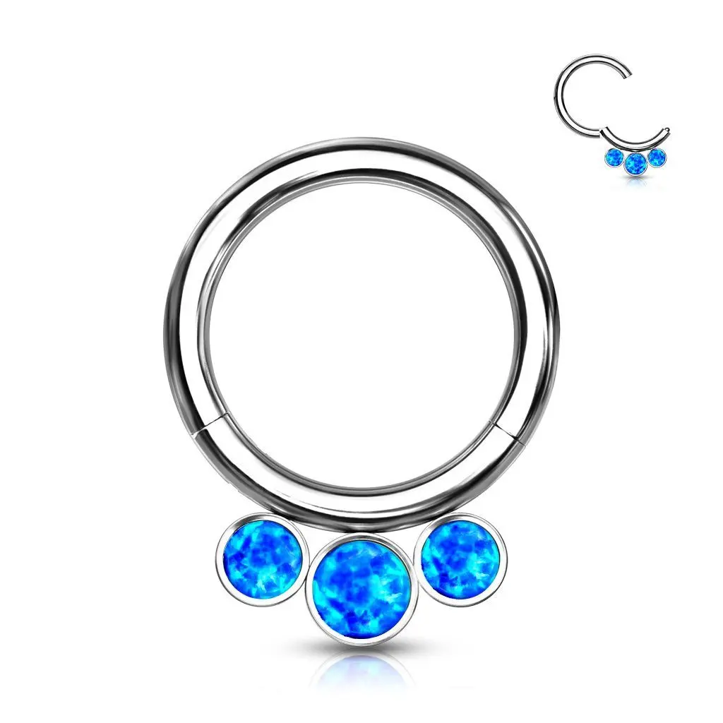 Piercing segment kruh TITAN, 1,2 x 8 mm modrý