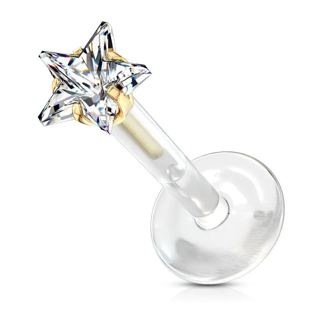 S4U BioFlex piercing do brady zlacená hvězdička (1,2 x 8 mm)