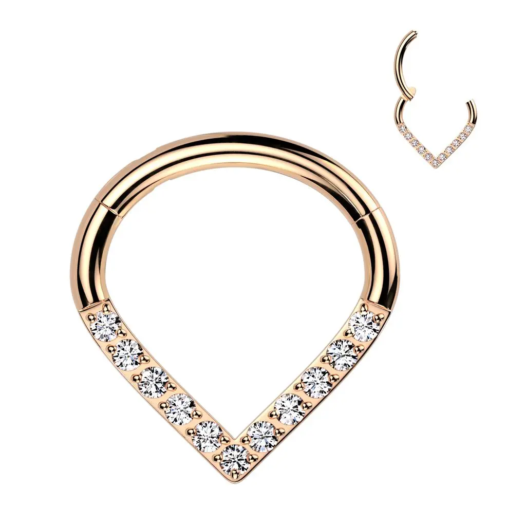 S4U Zlacený piercing se zirkony - septum / helix / cartilage TITAN, 1,2 x 8 mm