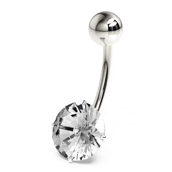 S4U Stříbrný piercing do pupíku, zirkon 10 mm (čirá) - BP01017-C