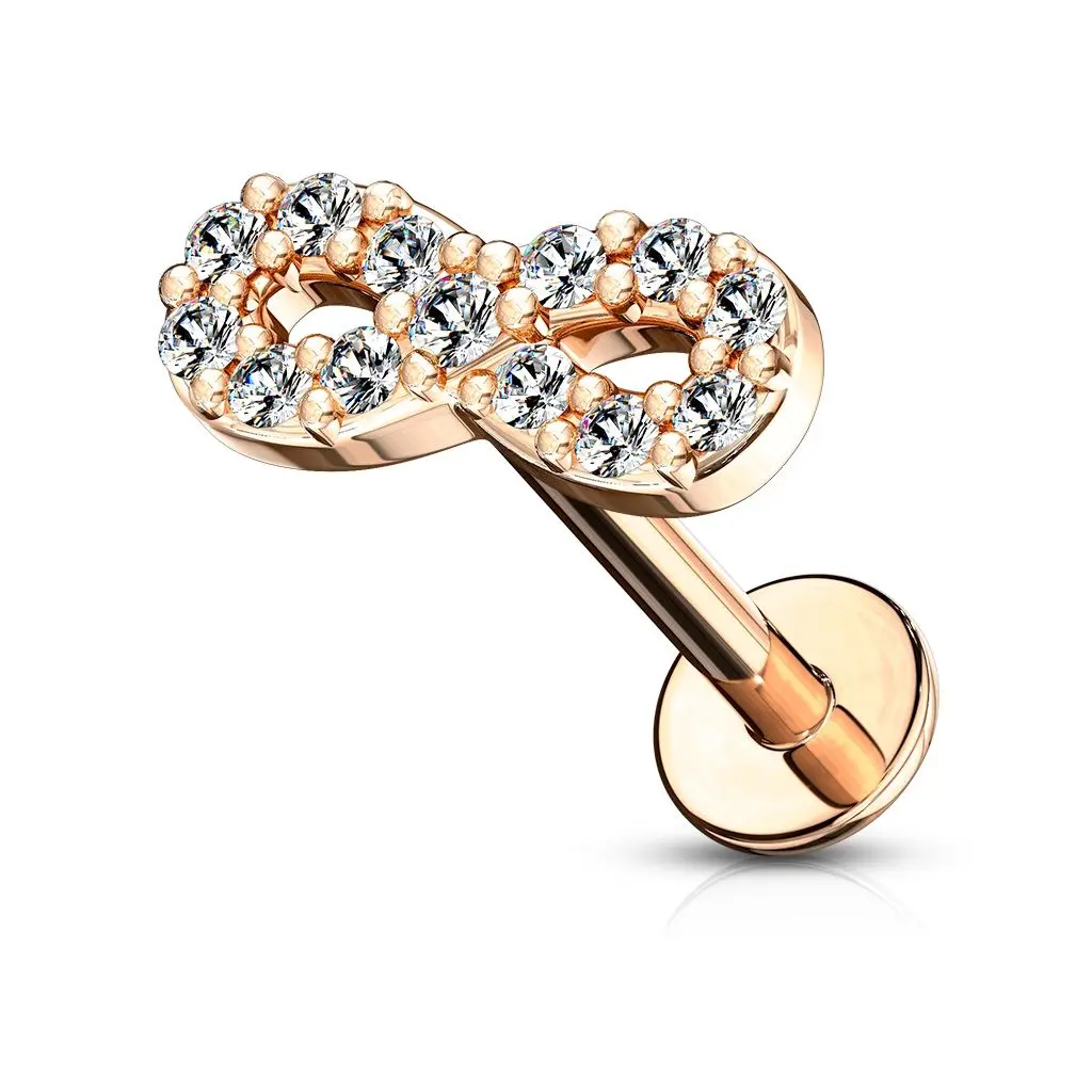 S4U Piercing do brady - ležatá osmička 1,2 x 8 mm (růžové zlato) - LB1083-1208-RDC