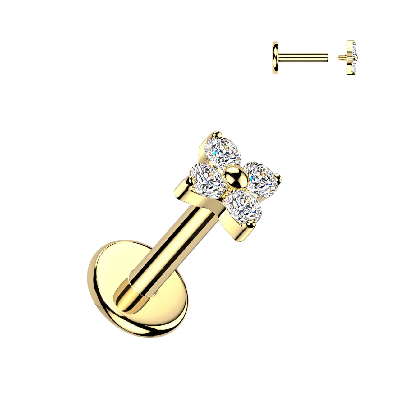 MARRE Zlacený piercing do brady - labreta TITAN (1,2 x 8 mm)