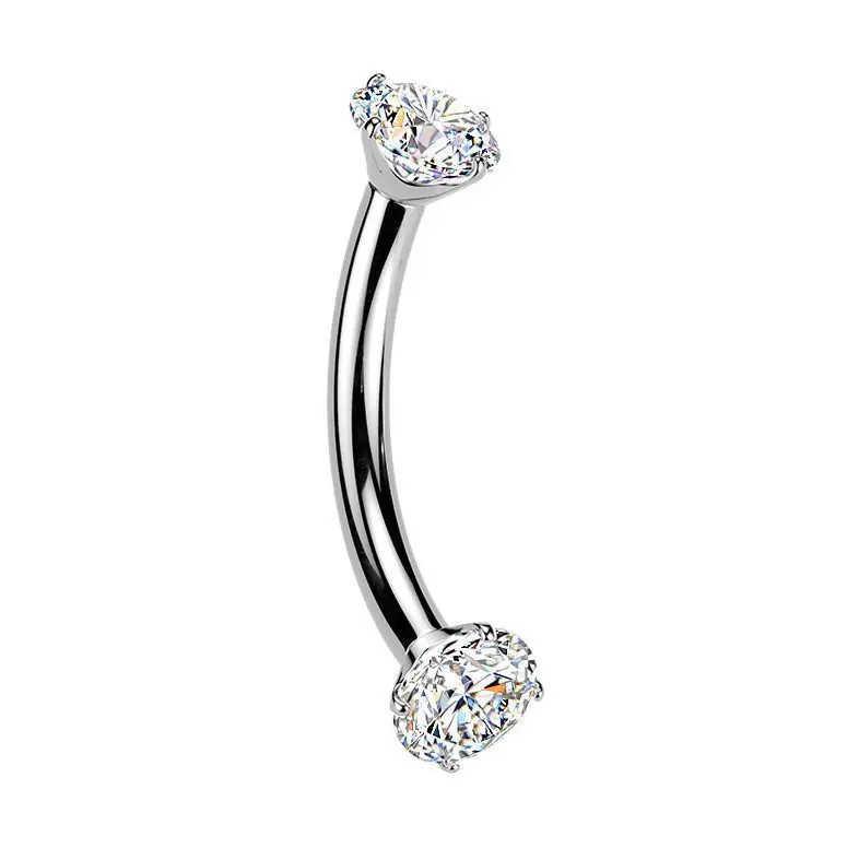 S4U Luxusní piercing do obočí s Moissanity 2 x 0.11 ct, TITAN (1,2 x 10 mm) - TM039