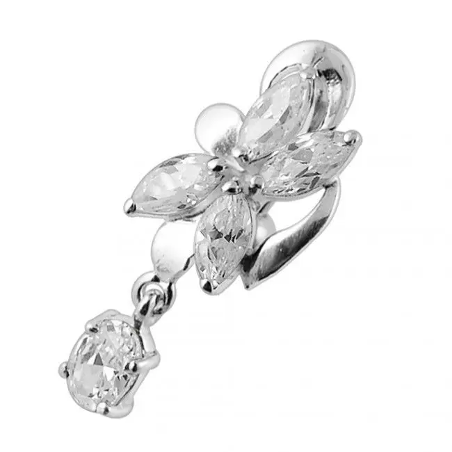 S4U Stříbrný piercing do pupíku se štítem - obrácený (čirá) - BP01281-C