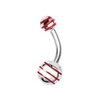 Piercing do pupíku - banánek s pruhy (červená) - BS01037-R