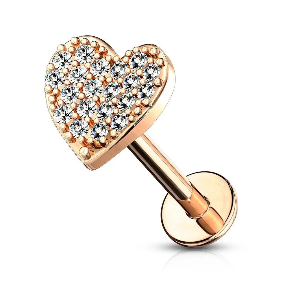 S4U Piercing do brady - srdíčko 1,2 x 8 mm (růžové zlato) - LB1084-1208-RDC