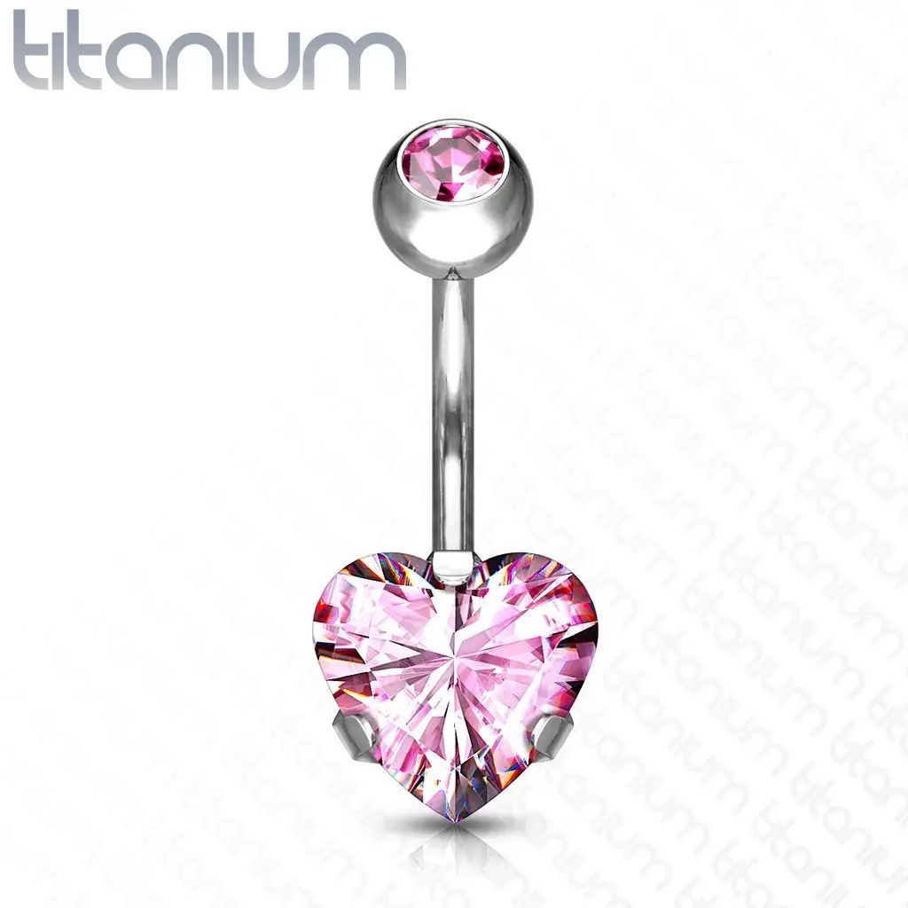 Piercing do pupíku srdce - TITAN (růžová) - TIT1058-P