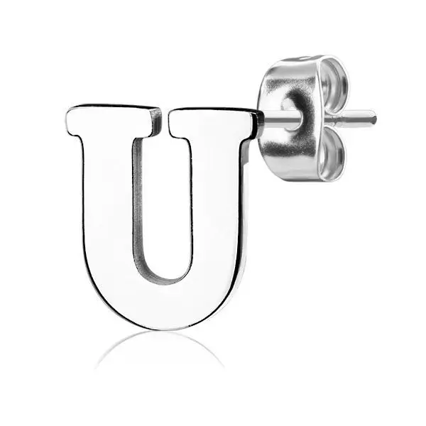 S4U Ocelová náušnice 1ks - iniciála U - OPN1700-U