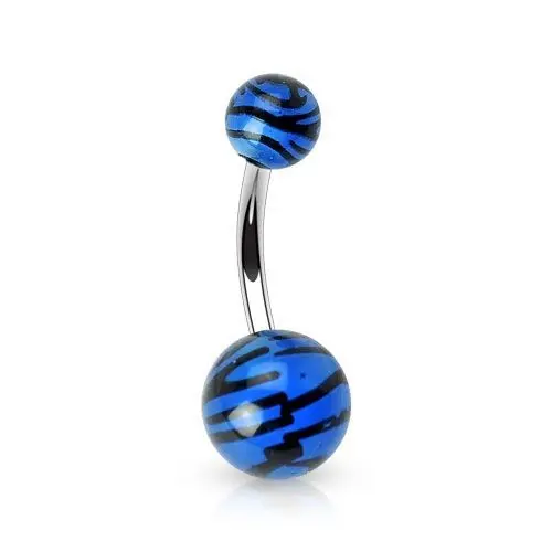Piercing do pupíku - banánek zebrovaný (modrá) - BA01048-B