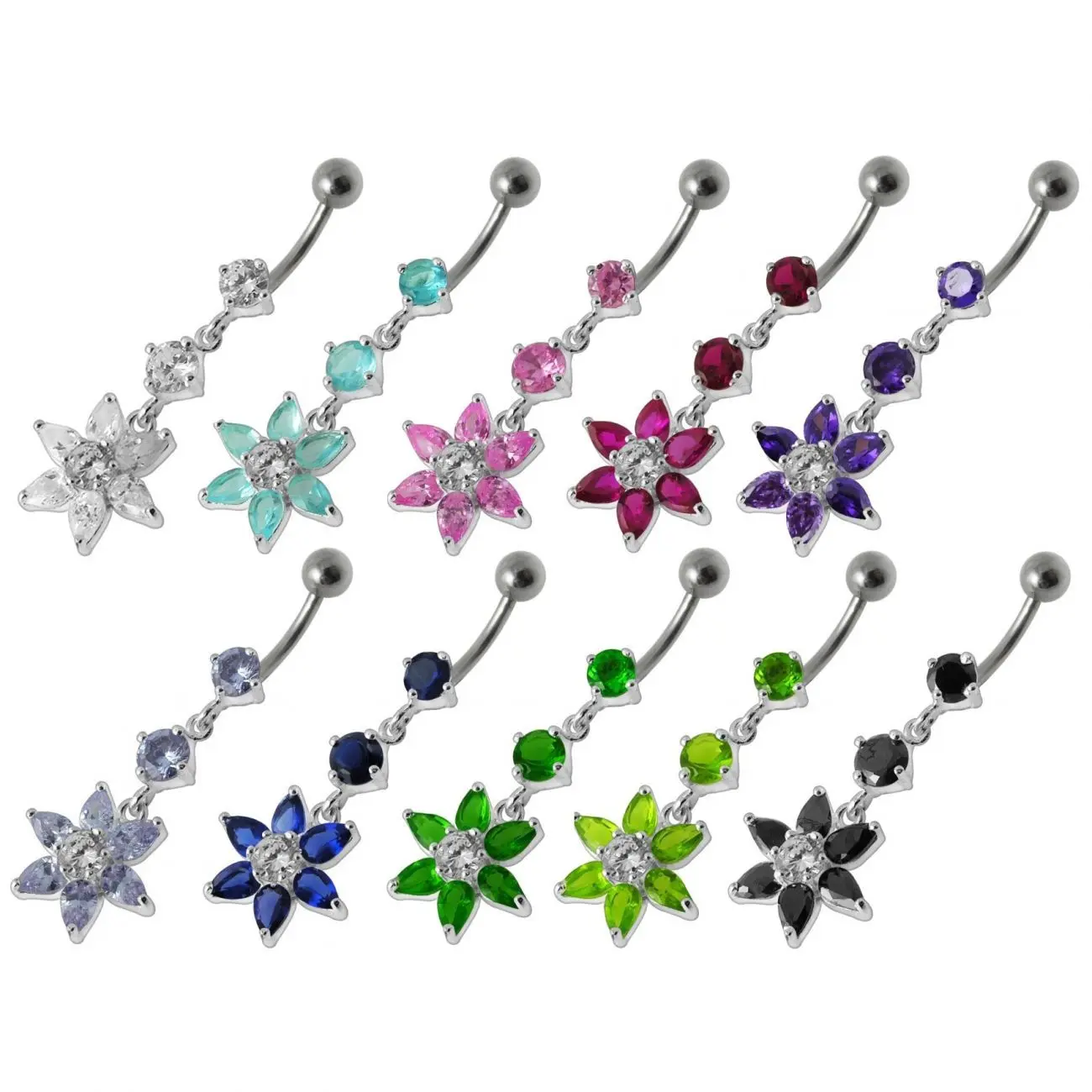 S4U Stříbrný piercing do pupíku - kytička