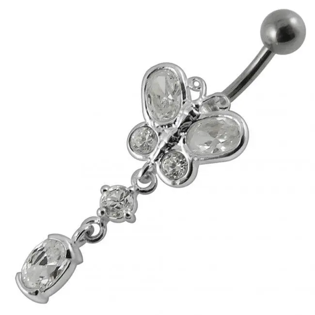 S4U Stříbrný piercing do pupíku - motýlek