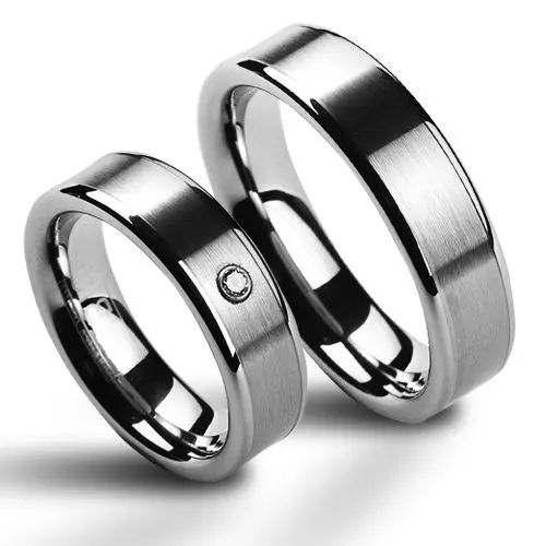 NUBIS Wolframové snubní prsteny - pár - NWF1003-Zr