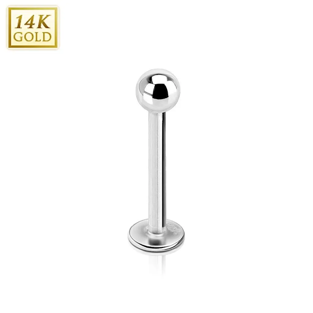 MARRE Zlatý piercing do brady - labreta, Au 585/1000 (0,33 g, 1,2 x 8 mm) - ZL01101-12083-WG