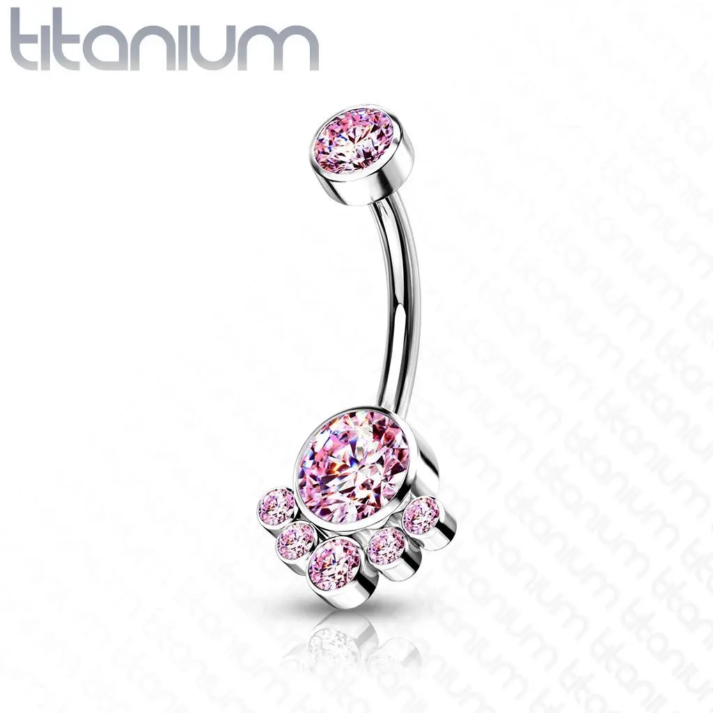 Piercing do pupíku - TITAN (růžová) - TIT1104-P