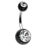 Piercing do pupíku - banánek (černá/čirý zirkon) - BA01072-KC