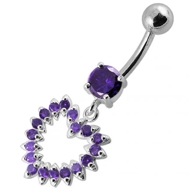 S4U Stříbrný piercing do pupíku - srdce