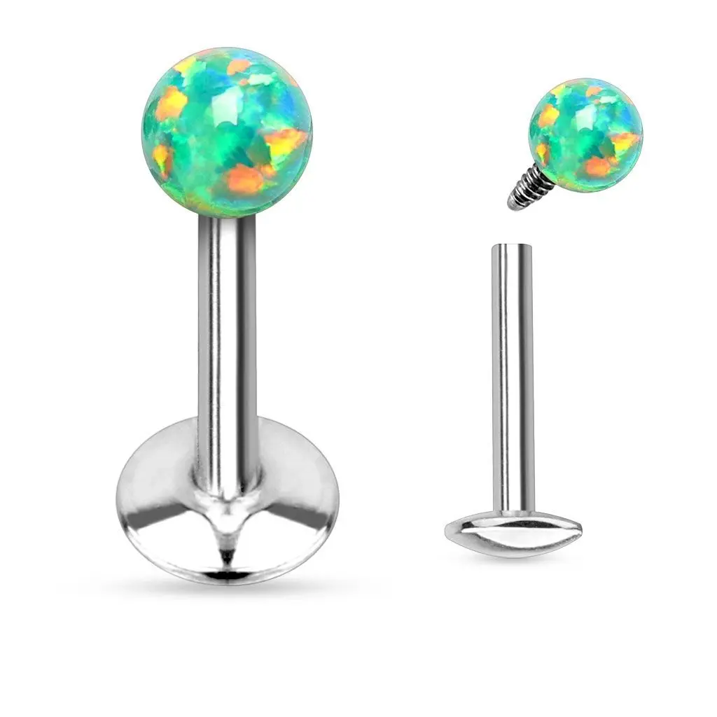 S4U Piercing do brady - opál (1,2 x 6 mm - zelený) - LB01039-OP21