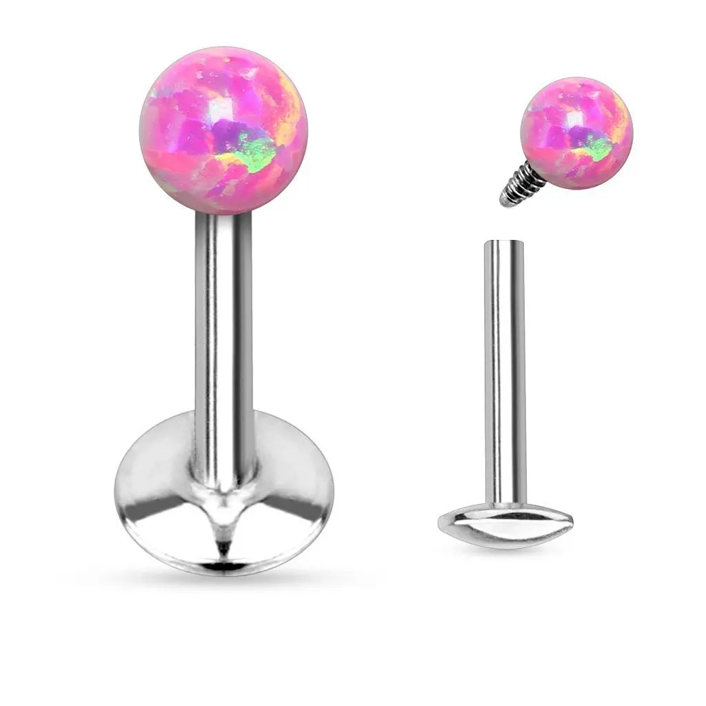 S4U Piercing do brady - opál (1,2 x 6 mm - růžový) - LB01039-OP22