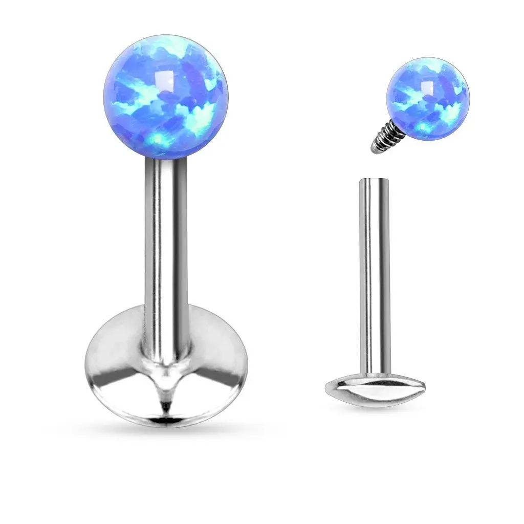 S4U Piercing do brady - opál (1,2 x 6 mm - modrý) - LB01039-OP05