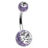Piercing do pupíku - banánek (fialová/čirý zirkon) - BA01072-AC