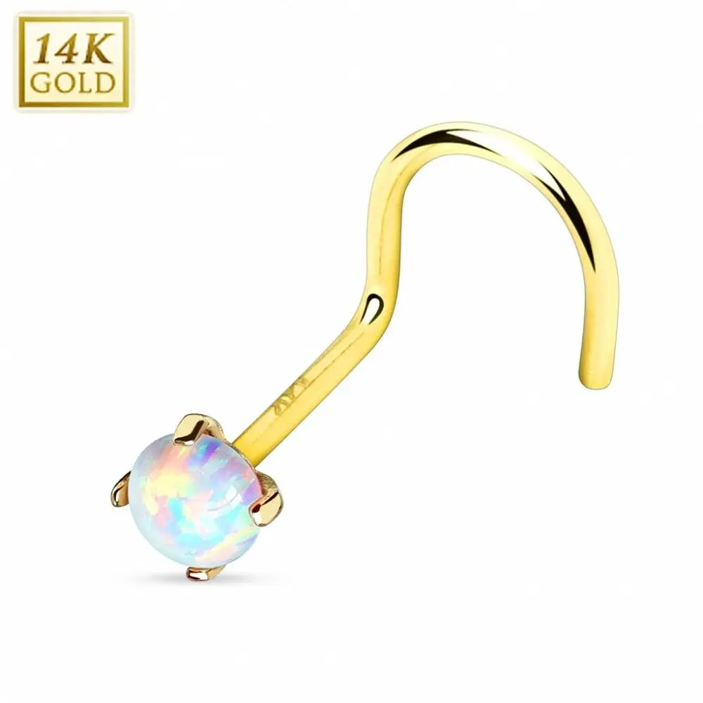 S4U Zlatý piercing do nosu Opál, Au 585/1000 - ZL01025-YG