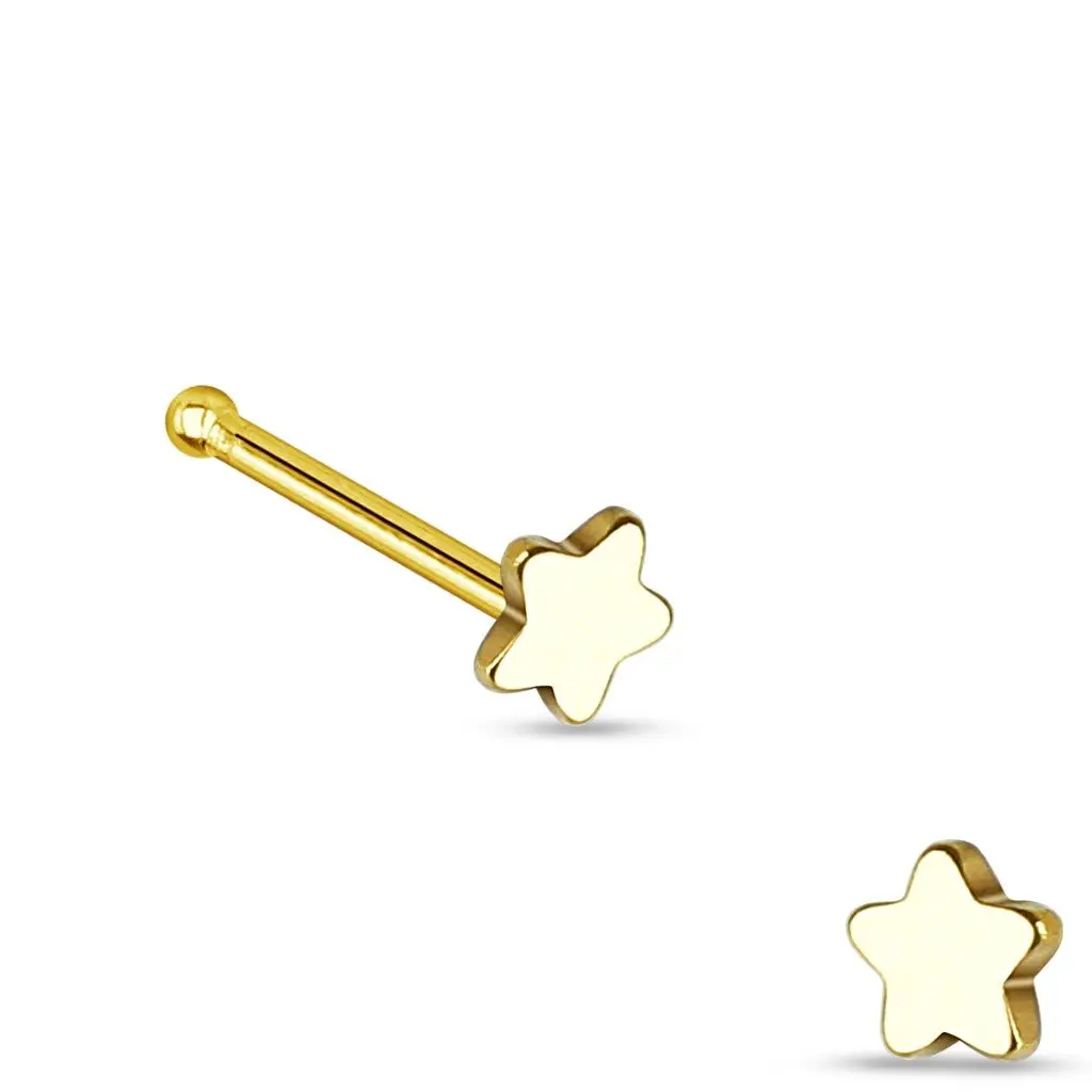 Zlacený piercing do nosu - hvězda - N01159-GD
