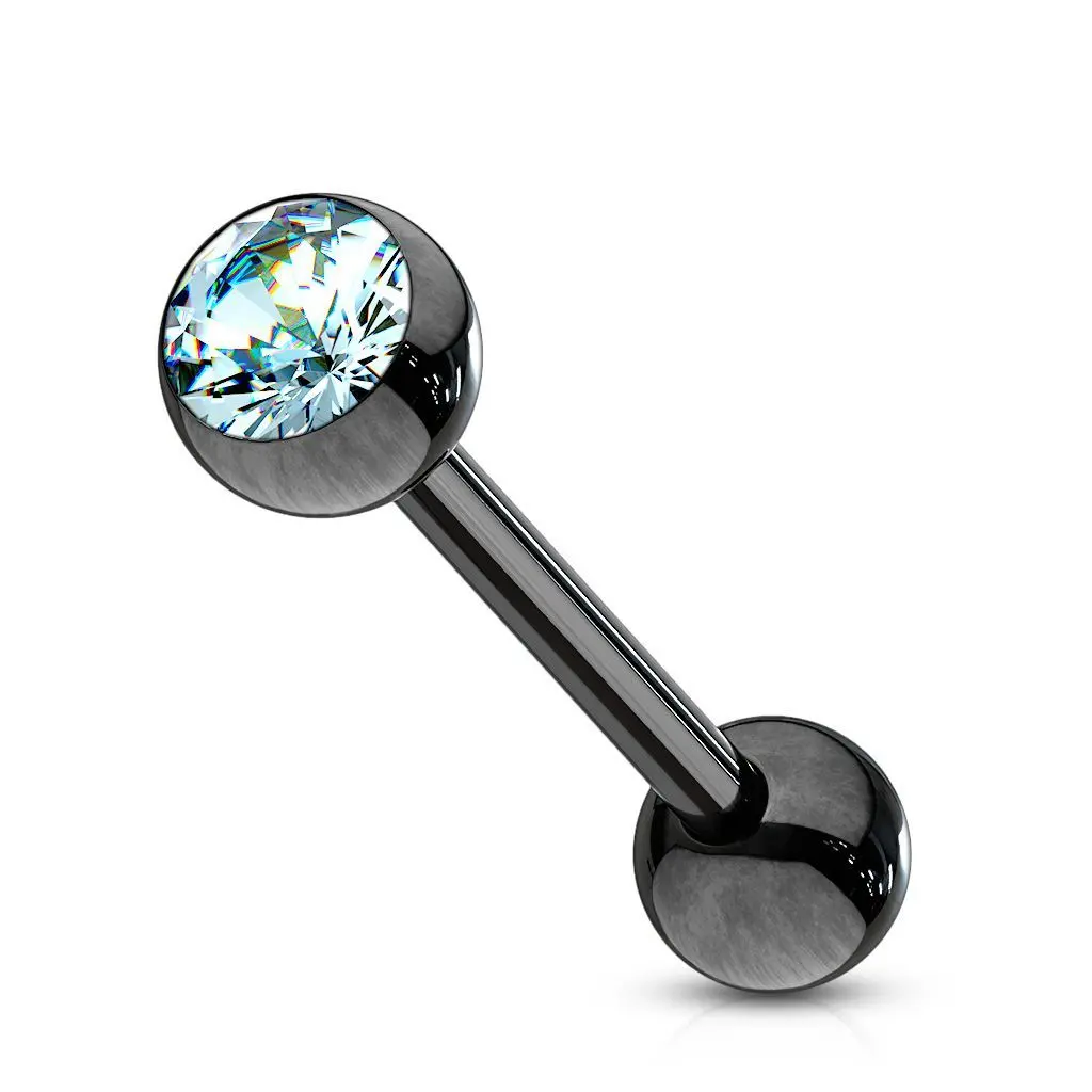 Piercing do jazyka černý (tyrkysová) - PJ01136-Q