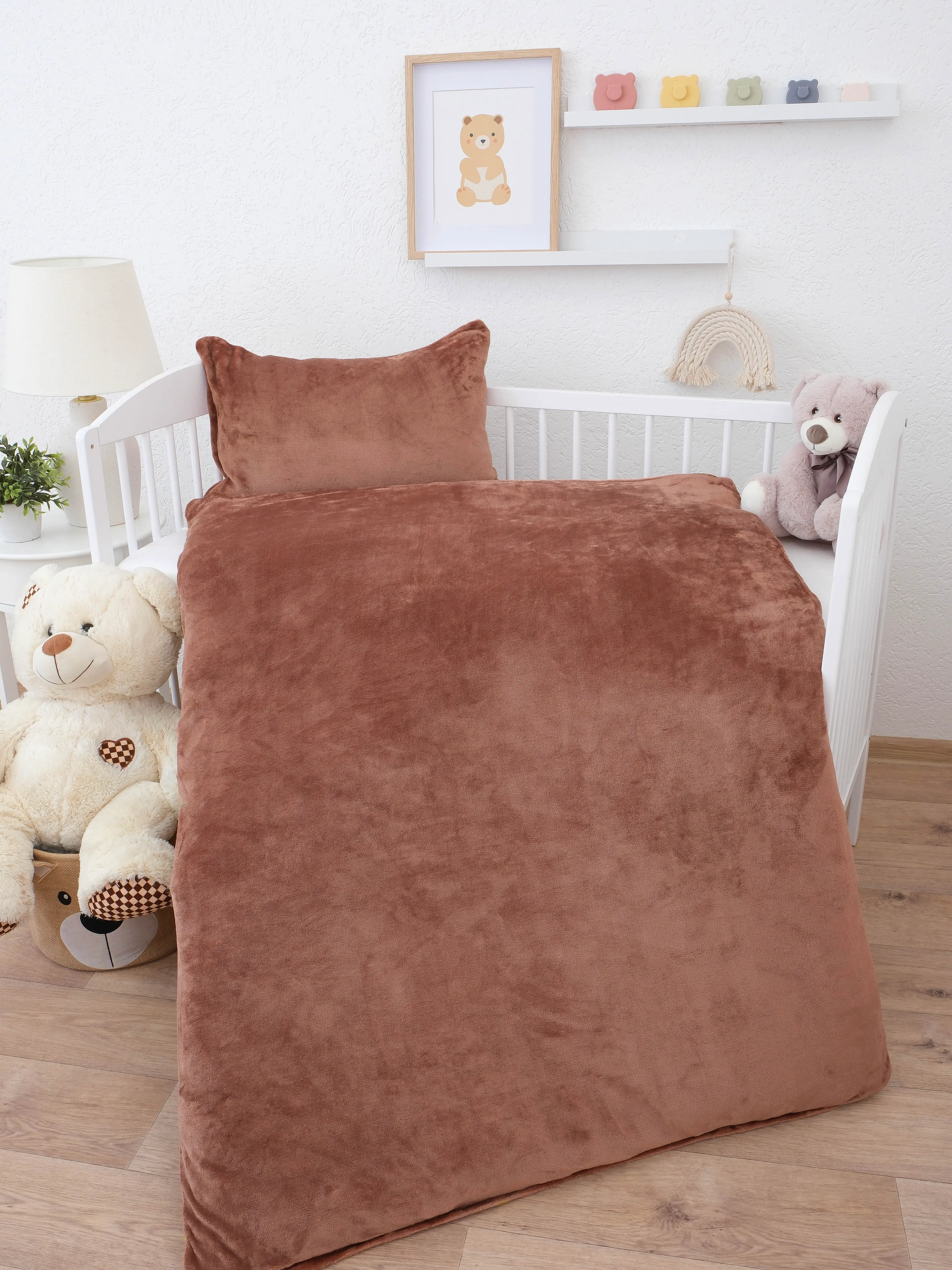 MKLuzkoviny.cz Povlečení mikroplyš do postýlky Exclusive - Laura mocha mousse- 100 × 135 cm - 40 x 60 cm
