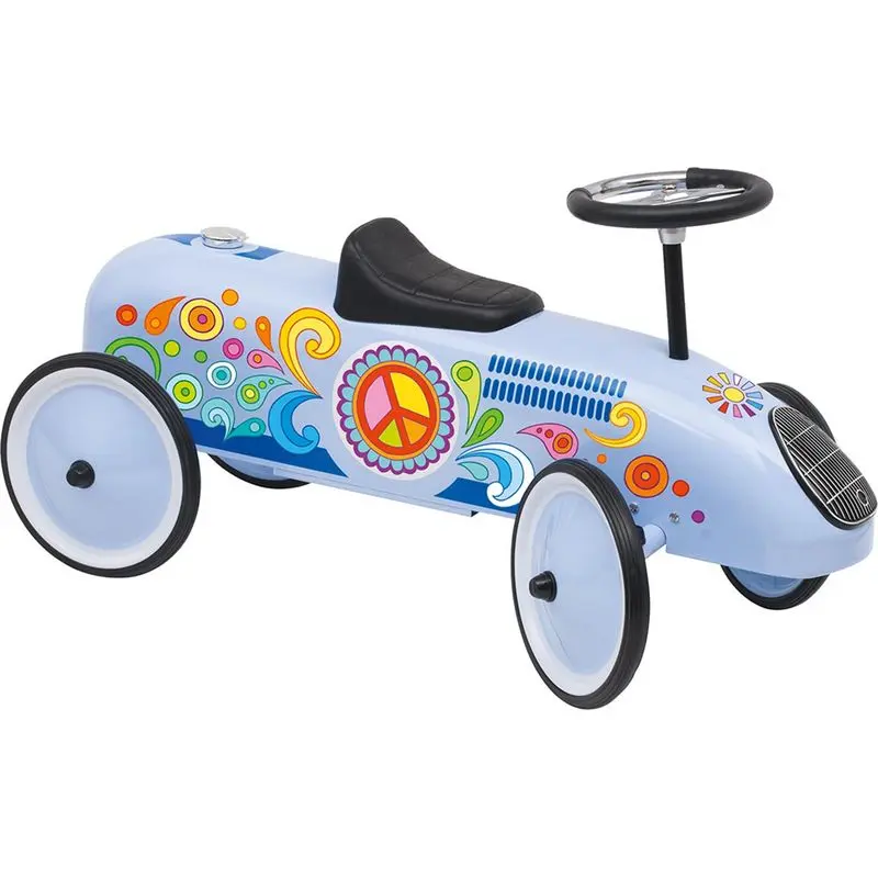 Odrážedlo kovové - Historické auto, modré Hippies (Goki)