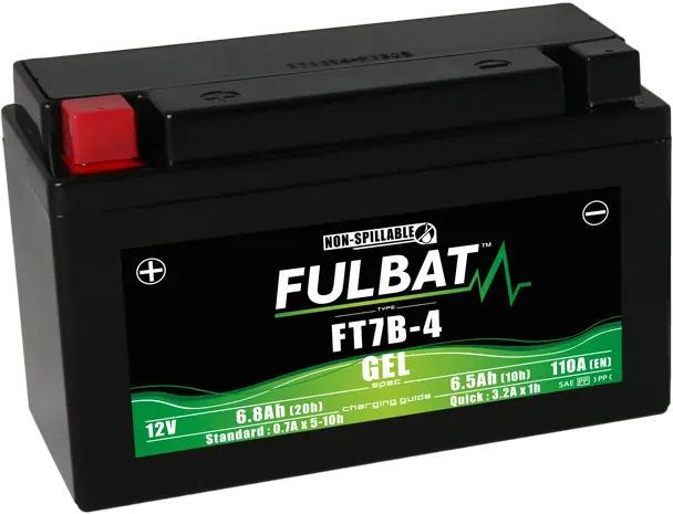 FULBAT FT7B-4 12V 6,5Ah 110A (YT7B-4) 150x65x93mm L+ GEL bezúdržbová motobaterie (Gelový akumulátor (VRLA, AGM za sucha nabitý), značení JIS YBT7B-4,)