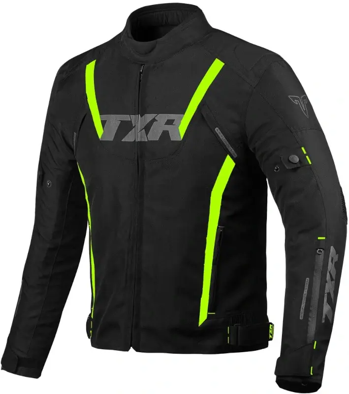 TXR Bunda na motorku Gunner černo-fluo žlutá S (Oblíbená kombinace černé bundy se žlutými fluorescenčními prvky. Bunda obsahuje flexibilní panely pro)