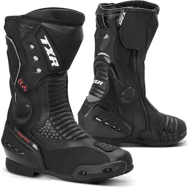TXR Boty na motorku R-Sport 45 (Sportovní boty pro motorkáře s chrániči paty, kotníku i holeně. Součástí je také slider. Pohodlné zapínání pomocí)