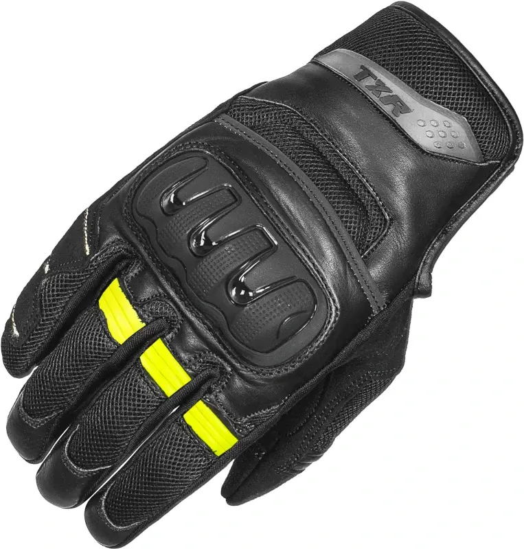 TXR Rukavice na motorku Aerosport černo-fluo žluté S (Krátké cestovní rukavice na motorku v kombinaci černé a fluorescenční žluté. Kombinace)