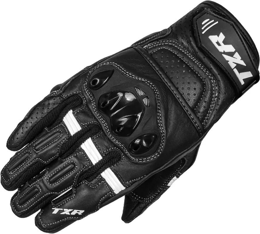 TXR Rukavice na motorku Hyper černo-bílé 3XL (Krásné krátké moto rukavice, které se skvěle hodí pro cestování. Strečové panely a chrániče na prstech,)