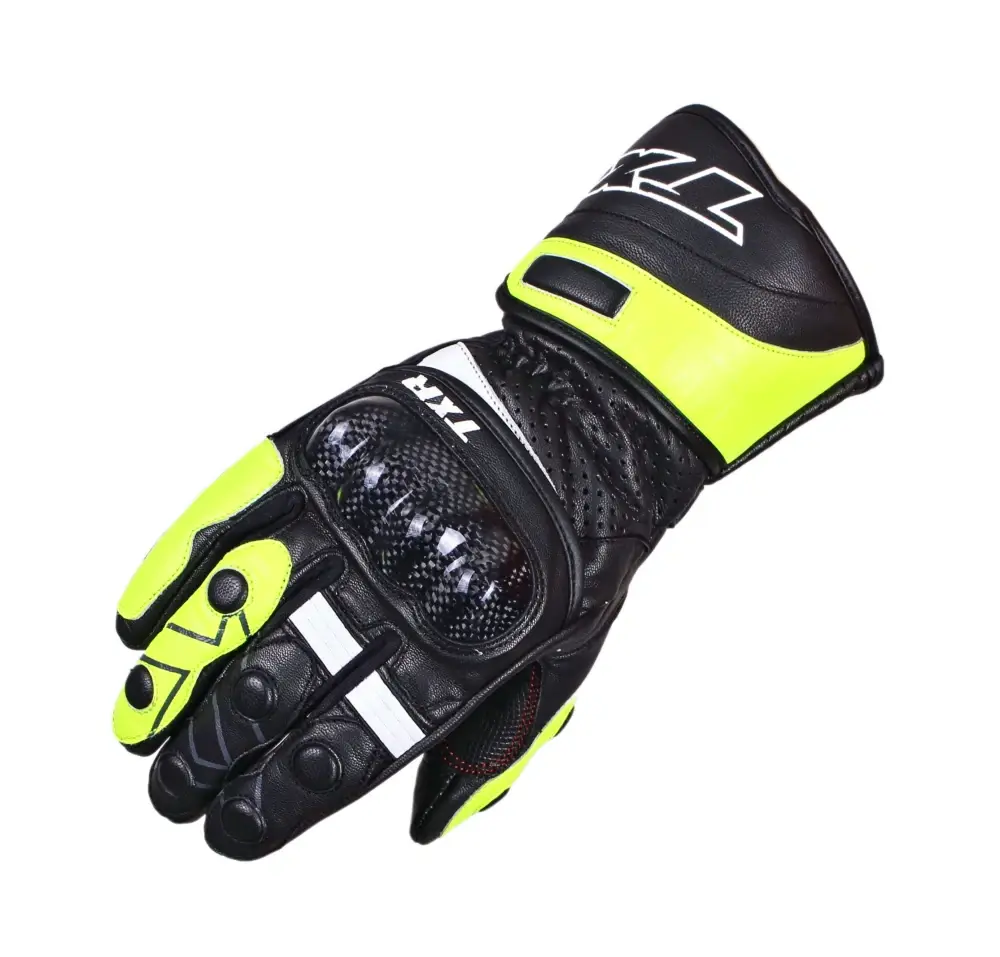 TXR Rukavice na motorku Gunner černo-fluo žluté L (chrániče prstů a dlaně; protektor kloubů; finger touch pro ovládání dotykových obrazovek;)