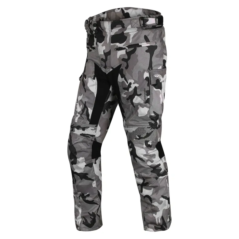 TXR Kalhoty na motorku Cargo 2 Camo šedé 4XL (chrániče na kolenou, reflexní prvky, odnímatelná termo podšívka, voděodolné kapsy)