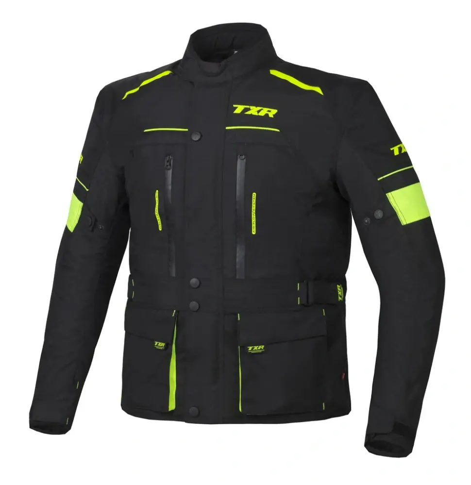 TXR Bunda na motorku Visper černo-fluo žlutá 3XL (Polyester Textech 600 D, vyjímatelné homologované chrániče loktů a ramen, reflexní prvky 3M)