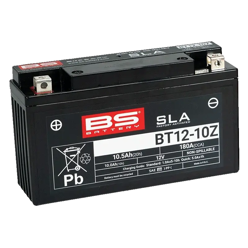 BS-BATTERY BT12-10Z 12V 10Ah 180A (YT12-10Z) 194x59x112mm L+ AGM bezúdržbová motobaterie (Ve výrobě aktivovaný SLA akumulátor (VRLA, AGM za mokra)