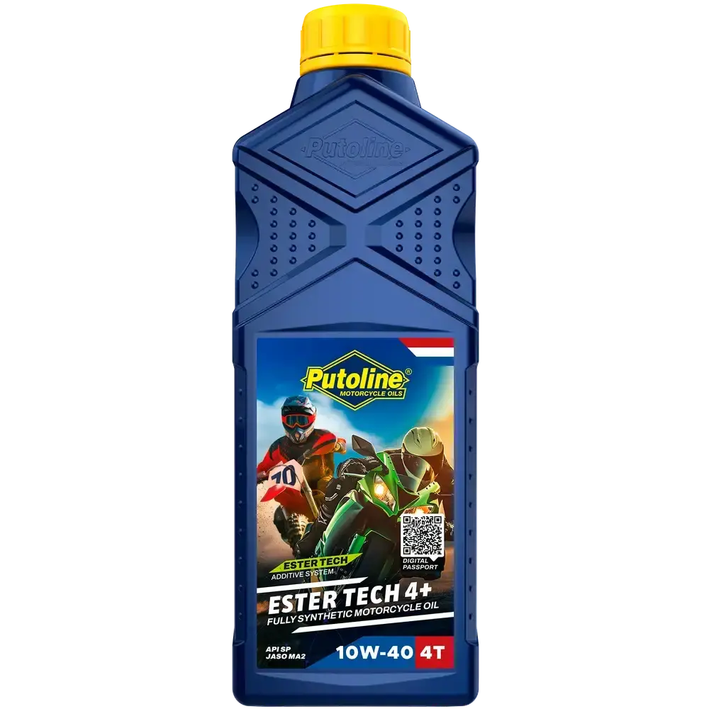 PUTOLINE Motorový olej Ester Tech 4T+ 10W40 1L Road/OFF-Road (Plně syntetický, vysoce výkonný 4-taktní soutěžní motorový olej. Olej určený pro)