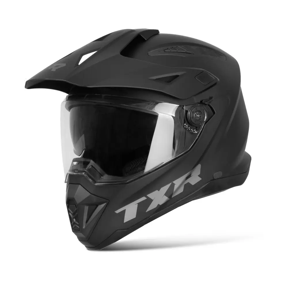 TXR Enduro přilba Explorer černá matná XL (Čiré polykarbonátové plexi s UV filtrem a odolností proti poškrábání; Emergency Release System (rychlé)